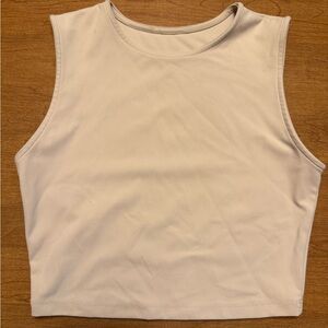 Joah Brown Tank Top Womens M/L Beige Sleeveless Crew Neck Minimalistic Workout